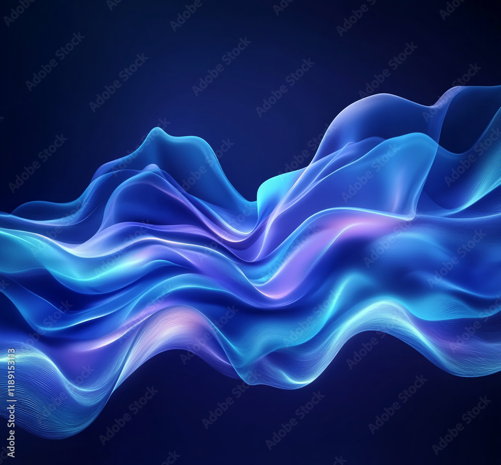 Poster Abstract flowing blue and purple wave design with luminous gradient effect