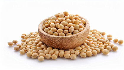 dried soya beans on white background
