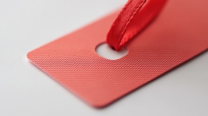 close up of a red tag