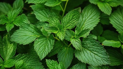 Lush Green Leaf Background from Summer Garden with Fresh Plants