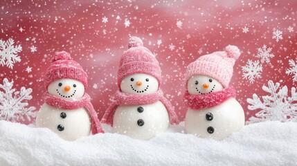 Festive Snowmen Trio in Winter Wonderland