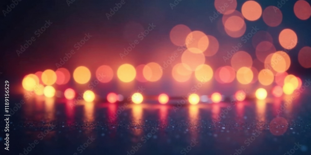Poster abstract festive lights reflecting on a sparkling surface