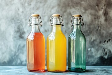 Reusable glass juice bottles being sanitized in a sustainable effort to reduce waste and promote eco-friendly practices