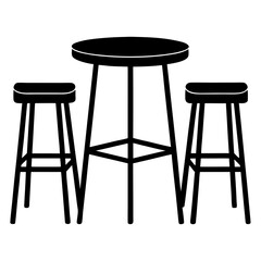Hightop Table and Stools Informal Meeting Silhouette bar pub cafe     