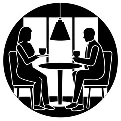 Silhouettes of Colleagues Socializing in a Lounge Area with Coffee    