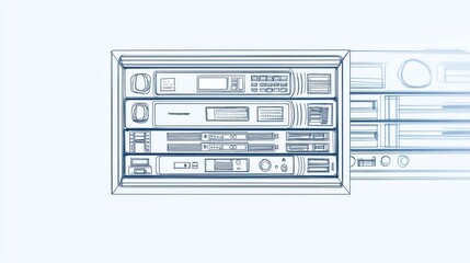 Fototapeta premium Illustrated Stackable Server Modules Representing Scalable IT Infrastructure, Cloud Computing, and Futuristic Data Center Solutions, Generative AI