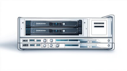 Obraz premium Illustrated Stackable Server Modules Representing Scalable IT Infrastructure, Cloud Computing, and Futuristic Data Center Solutions, Generative AI