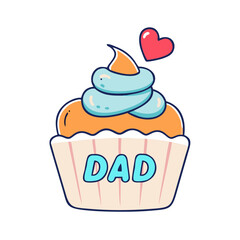 cupcake with dad topper vector icon, cupcake with dad topper vector illustration - simple illustration of cupcake with dad topper, perfect for logos,and cupcake with dad topper -themed designs.