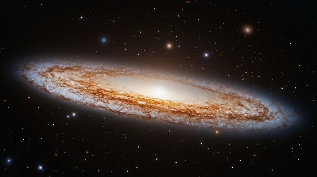 Hubble Space Telescope photo of the Andromeda Galaxy, the spiral galaxy centered in space with stars glowing all around it - Powered by Adobe