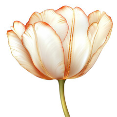 Elegant white tulip blooming in natural light botanical illustration floral art close-up perspective