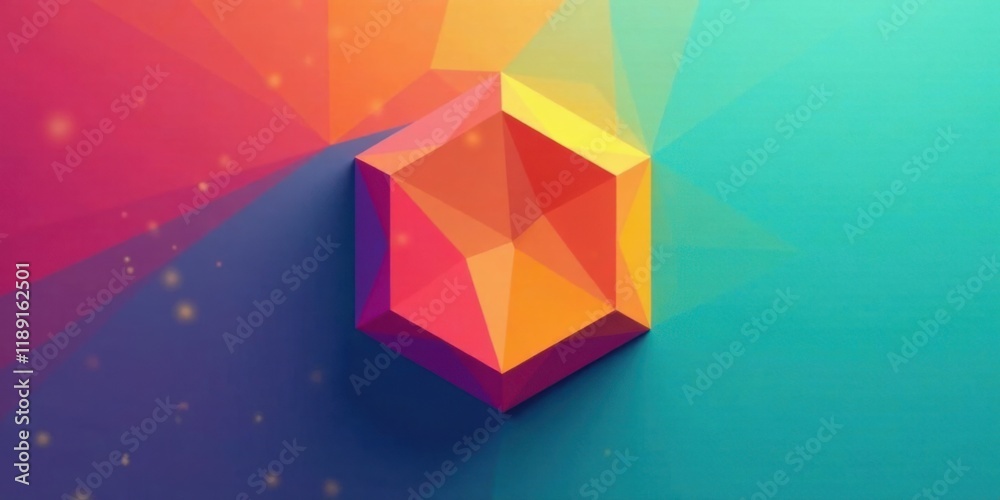 Poster Abstract Colorful Hexagon with Low Poly Design and Gradient Background