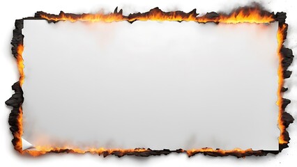 Burning paper with a blank white center perfect for a business message or advertising concept