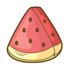Watermelon slice sticker design, perfect for summer projects. Juicy, vibrant, refreshing ideal for invitations, cards, posters, and digital designs