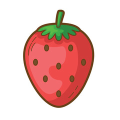 Strawberry fruit sticker, juicy red design perfect for projects. Idea for branding, packaging, stationery, and summer themed designs