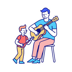 dad playing guitar vector icon, dad playing guitar vector illustration - simple illustration of dad playing guitar, perfect for logos,and dad playing guitar -themed designs.