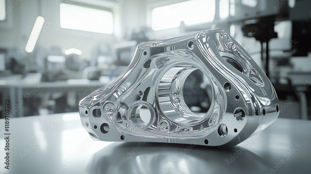 Aufkleber Transparent CNC-Machined Component in a High-Tech Workshop, Highlighting Precision Engineering and Advanced Manufacturing Innovation, Generative AI