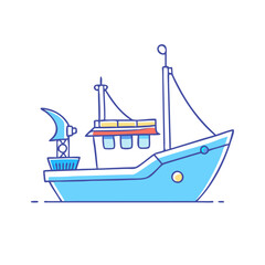 fishing boat vector icon, fishing boat vector illustration - simple illustration of fishing boat, perfect for logos,and fishing boat -themed designs.