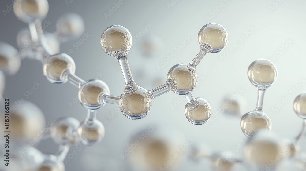 Poster futuristic molecular structure representation in a scientific setting, highlighting chemistry, innov