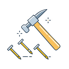 hammer and nails vector icon, hammer and nails vector illustration - simple illustration of hammer and nails, perfect for logos,and hammer and nails -themed designs.
