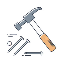 hammer and nails vector icon, hammer and nails vector illustration - simple illustration of hammer and nails, perfect for logos,and hammer and nails -themed designs.