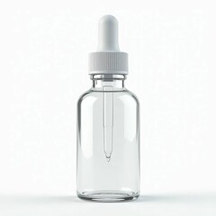 Clear Glass Dropper Bottle isolated white background Generative AI