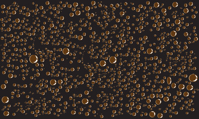 A pattern of brown dots on a black background. creating a sense of depth and texture