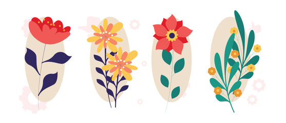 Wild flowers vector collection. herbs, herbaceous flowering plants, blooming flowers, subshrubs isolated on white background. Hand drawn detailed botanical vector illustration.