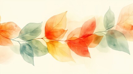 Fototapeta premium Delicate leaf artwork with fluid watercolor design for nature-inspired decor