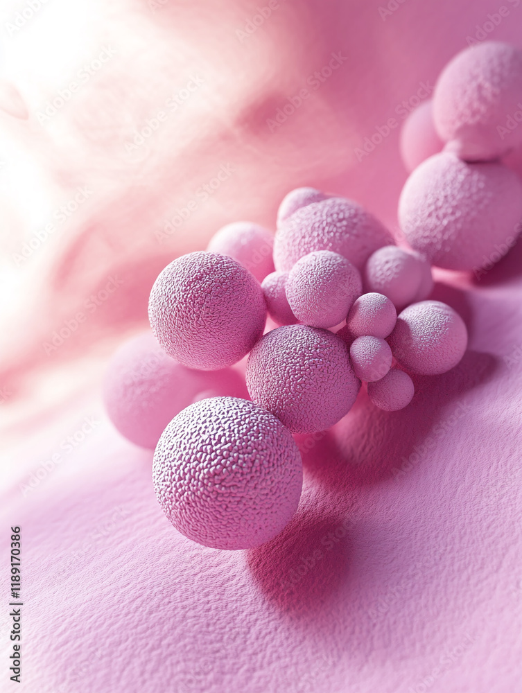 Aufkleber abstract pink spheres with textured surfaces on a smooth background
