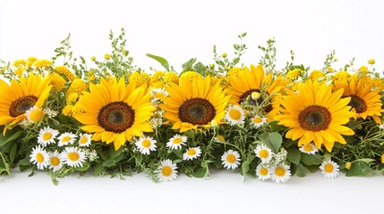 Fototapeta premium Colorful sunflower and daisy arrangement perfect for summer decoration