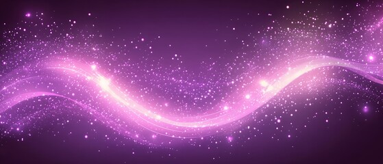 Obraz premium Abstract Purple Glowing Wave Background with Sparkling Dust and Shimmering Lights