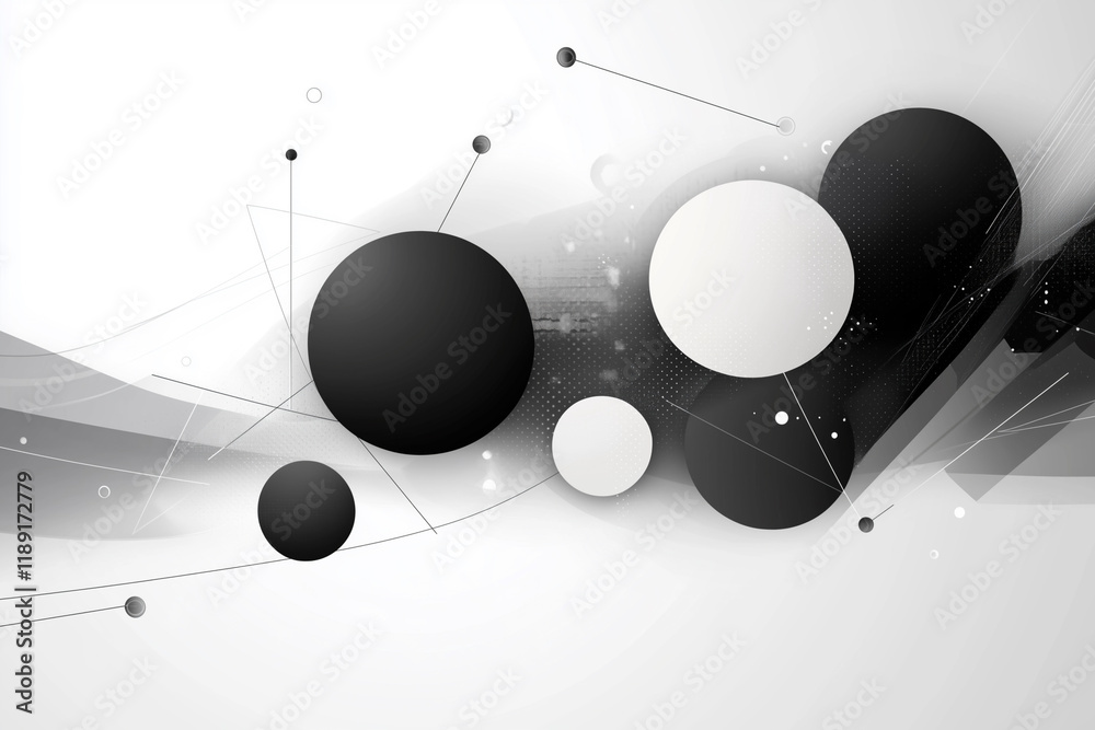 Poster black and white image of circles with a white background. the circles are of different sizes and are
