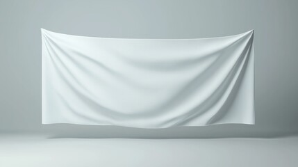 Elegant White Flag Waving in the Wind, Symbolizing Surrender, Peace, and Minimalism with a Soft and Flowing Fabric Design, Generative AI