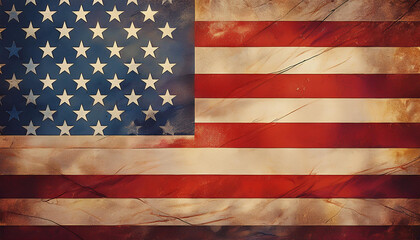 faded stars and stripes in a vintage fashion memorial day banner