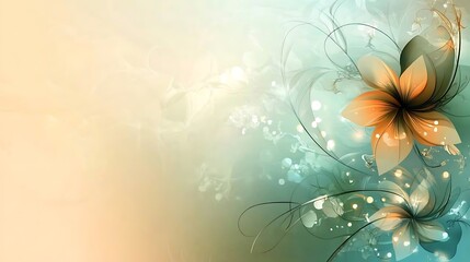 Abstract Floral Design Peach And Teal Hues