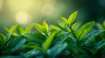 Fototapeta premium Environmental protection and nature conservation concept highlighting fresh green leaves