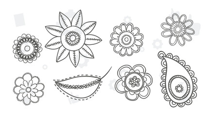 Vector vintage set of blooming orchids isolated on white. Hand drawn color botanical illustration with tropical pink flowers, buds and green leaves. Graphic elements for floral design