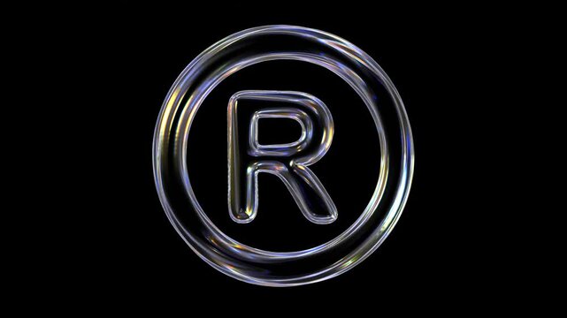 Registered Trademark Sign Symbol Animation With Glowing Light Against A Black Background