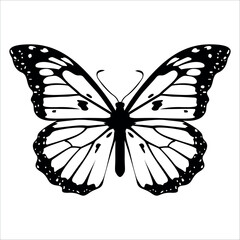 Black monochrome Butterfly Silhouette Vector illustration