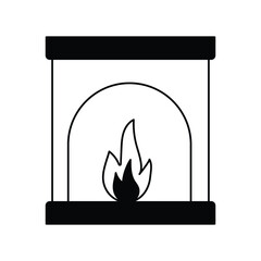 Fireplace  glyph outline icon with white background vector stock illustration