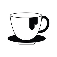 Hot Chocolate glyph outline icon with white background vector stock illustration