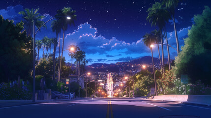 Downtown Los Angeles, Cityscape, Anime Background, Scenery