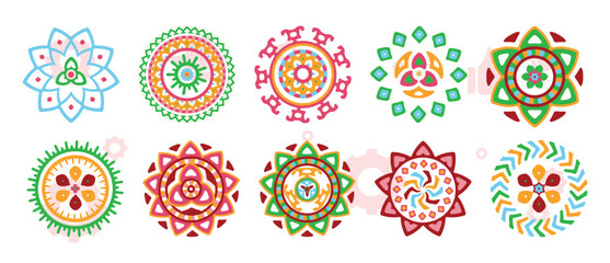 Large set of ornaments, circle rosette. Carving patterns of decorative leaves, acanthus, French cartouches, various scroll and shell elements. Tiles art Victorian design element and hand engraving. © Creativeactive