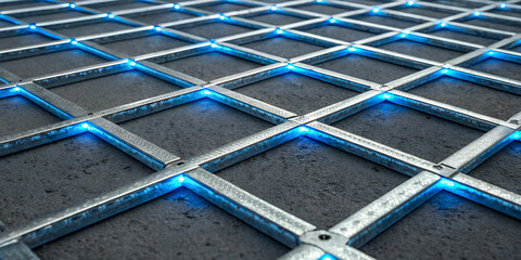 blue metal grid background