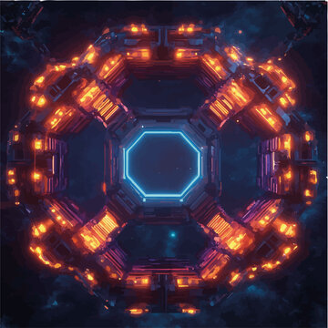 Vektorisiert aus derm Package: rpg, fantasy, game, board, symmetrisch, neon, nerd, au&szlig;erirdisch, ufo, trek, wars, Allianz, portal, planet, galaxy, 