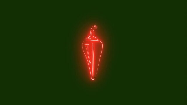 Chili peppers isolated on saber animation on green background.