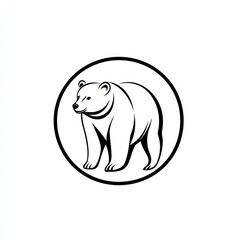Circle Bear Logo Design, White Background, Graphic, Illustration