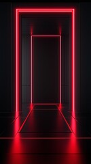 Minimalist design with dark base and luminous red border for modern interior concepts