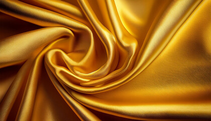 draped yellow silk cloth of satin weave texture background