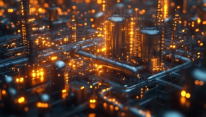 Obraz premium An eco-friendly food factory using solar energy and AI to optimize resource use, with glowing data overlays, Sustainable Food Processing
